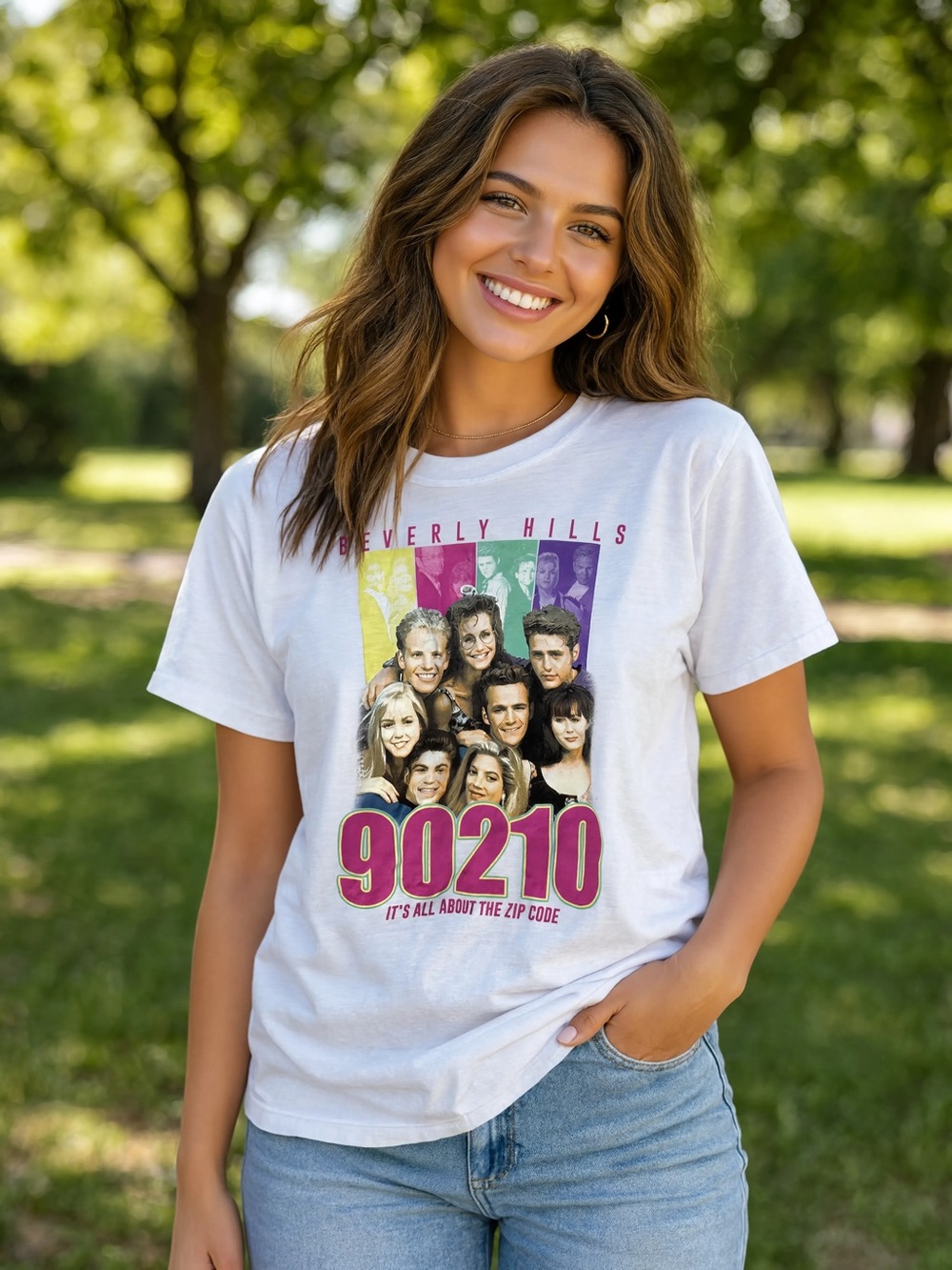 🌻5/$30🌻 BEVERLY HILLS 90210 White Graphic Tee “it’s all about the zip code”